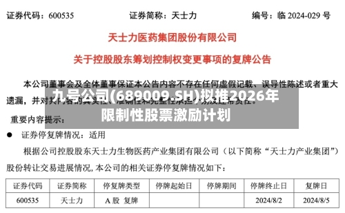 九号公司(689009.SH)拟推2026年限制性股票激励计划