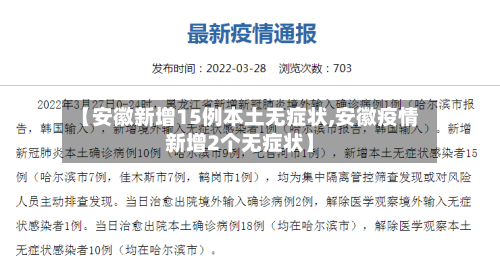【安徽新增15例本土无症状,安徽疫情新增2个无症状】